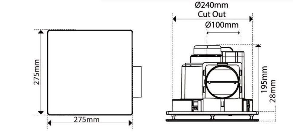 ALTAIR 17 Exhaust Fan Square
