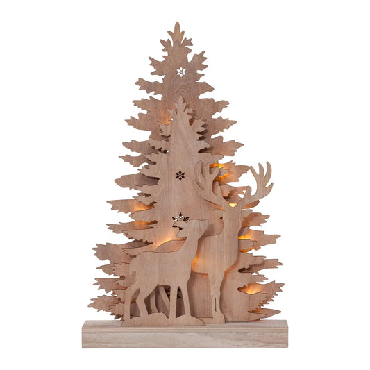 Fauna Tree & Reindeer Decoration - Wood