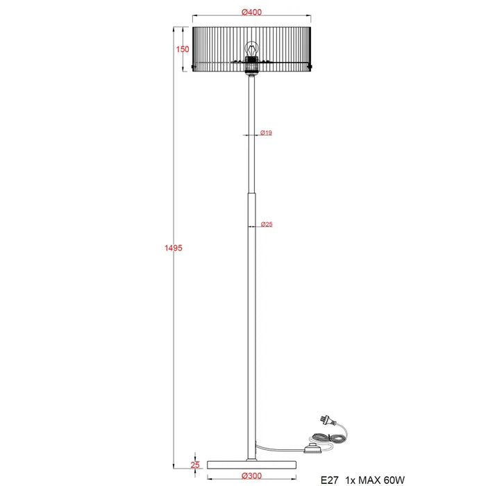 Medici 300mm Round Glass Floor Lamp