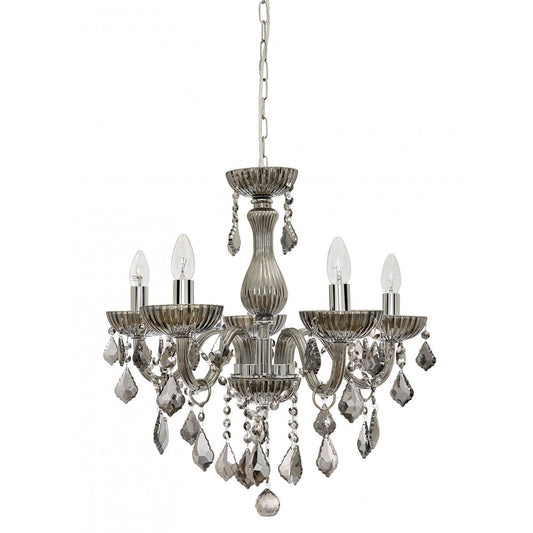Avenue 5 Light Crystal Chandelier Chrome