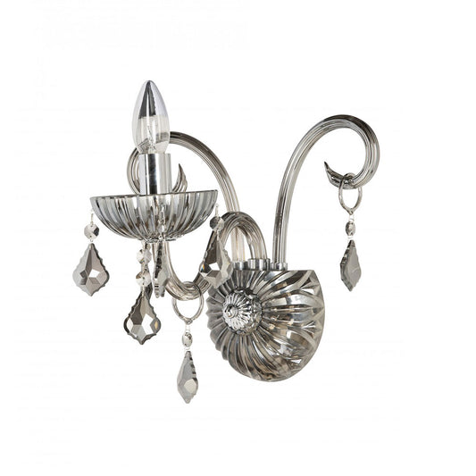 Avenue 1 Light Crystal Wall Light Chrome / Smoke