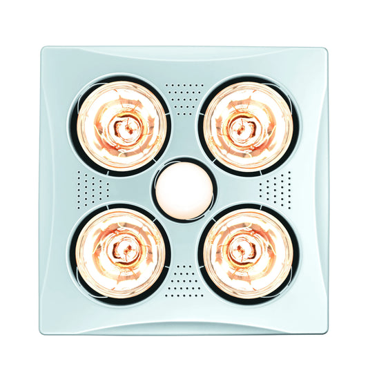 Bathroom heater 3-in-1 | Non-Ducted - 4 lamps - LED Centre light