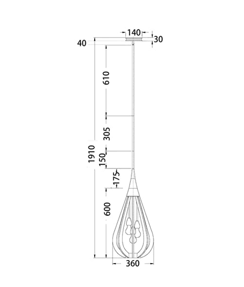 Bonito Winter Moss Wood Tear Drop Pendant Light
