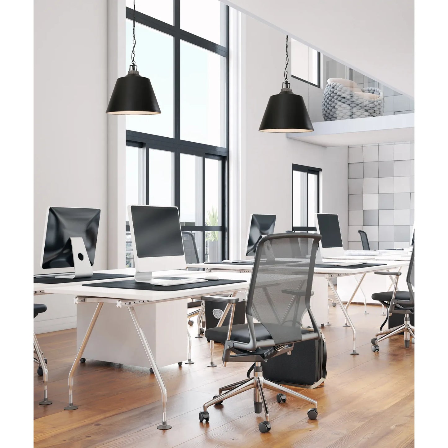 CLOCHE: Interior Metal Shade with Travertine Highlight Bell Shape Pendant Lights