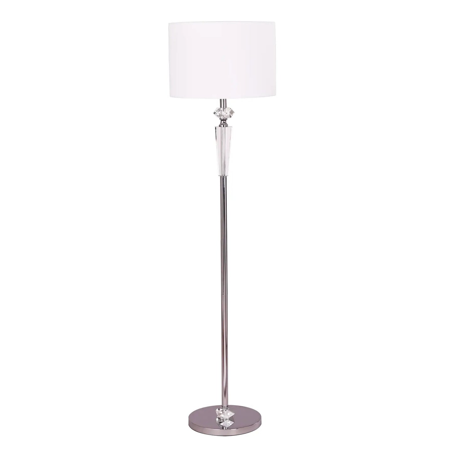 Cristallo: Interior Drum Shade Chrome Rod With Crystal Highlight Floor Lamp