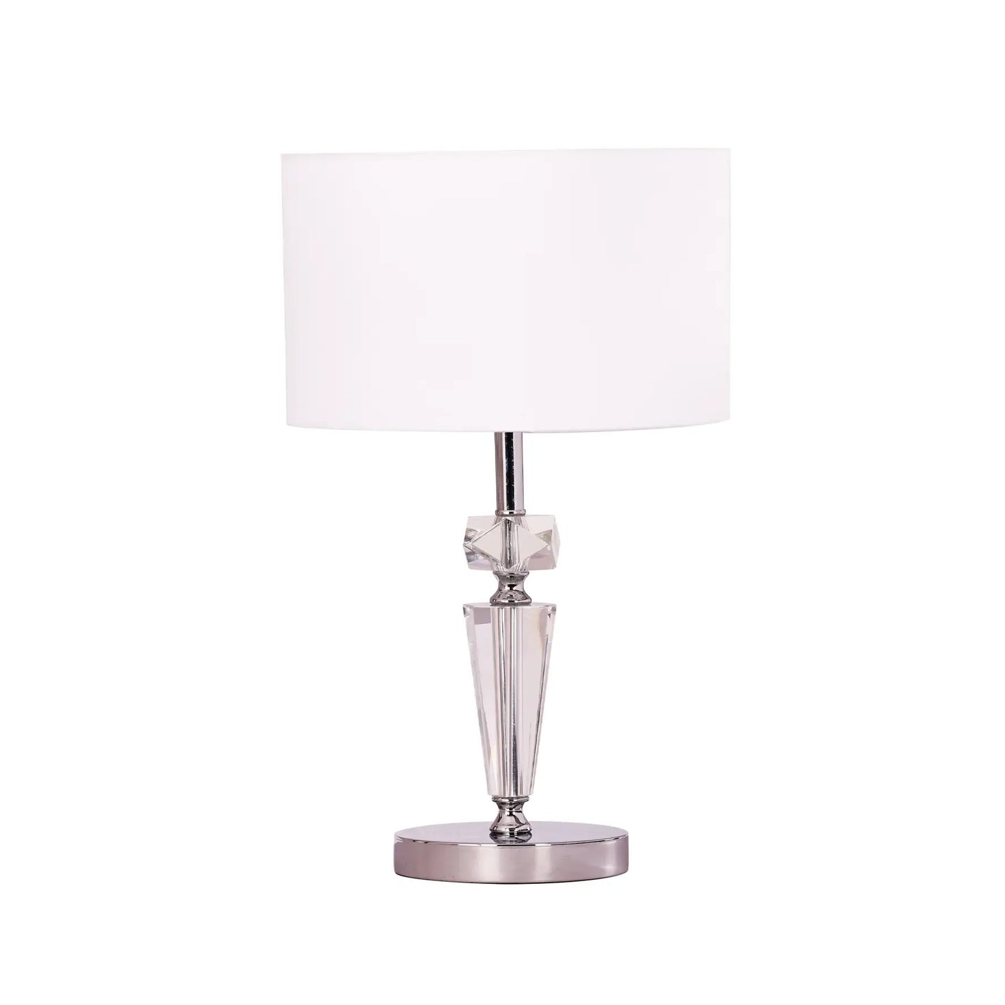 Cristallo: Interior Drum Shade Chrome Rod With Crystal Highlight Table Lamp