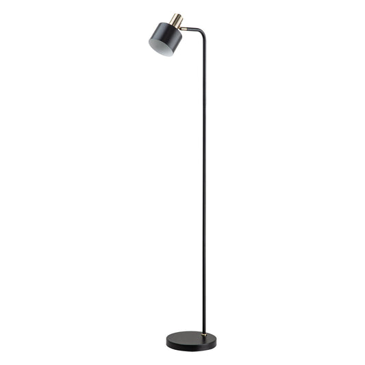 Flotar: Interior Cylinder Iron Shade With Antique Brass Highlight Floor Lamps