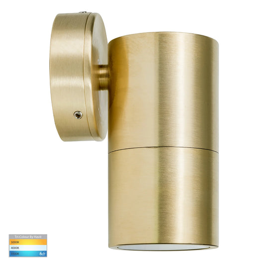 Single Fixed Wall Pillar Light Brass
