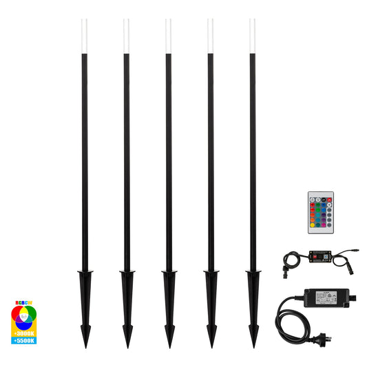 Drique Aluminium Black RGBCW 5 Light LED Bollard Spike Light Kit