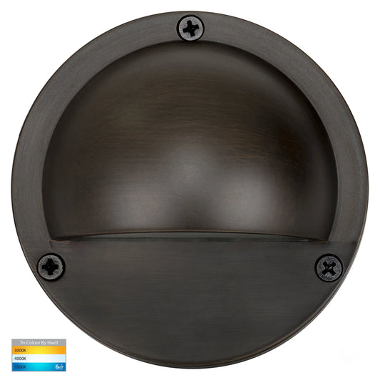 Surface Mounted Step Light with Eyelid Antique Brass