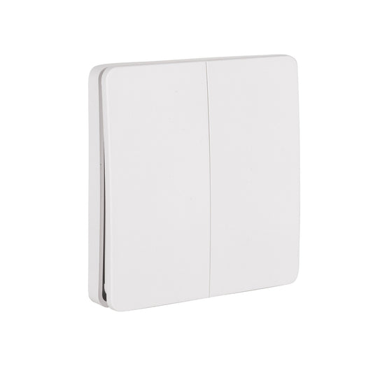 Two Gang White Wireless Self Powered Wall Switch