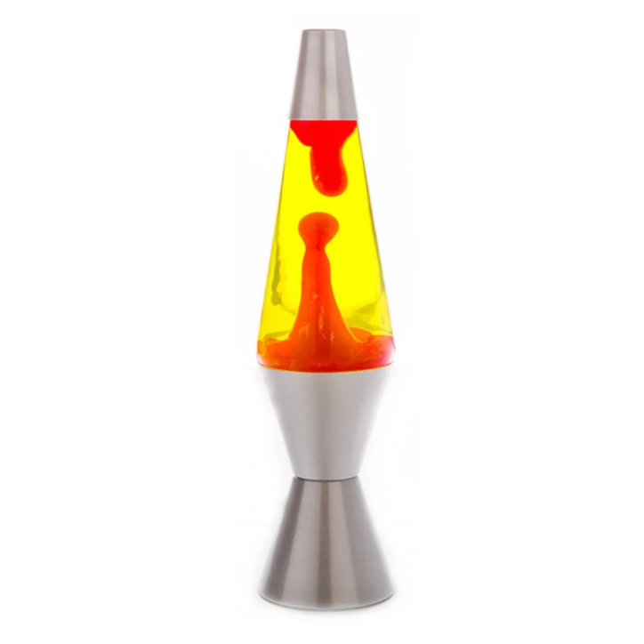 Lava Lamp Yellow Water Red Lava Metallic Silver Base