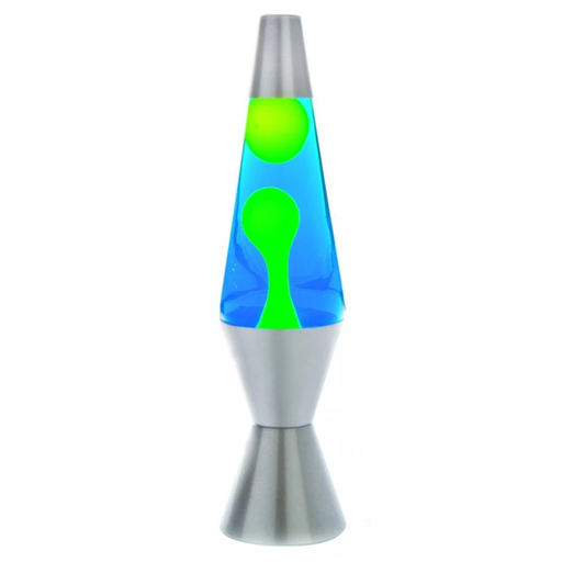 Lava Lamp Blue Water Yellow Lava Metallic Silver Base