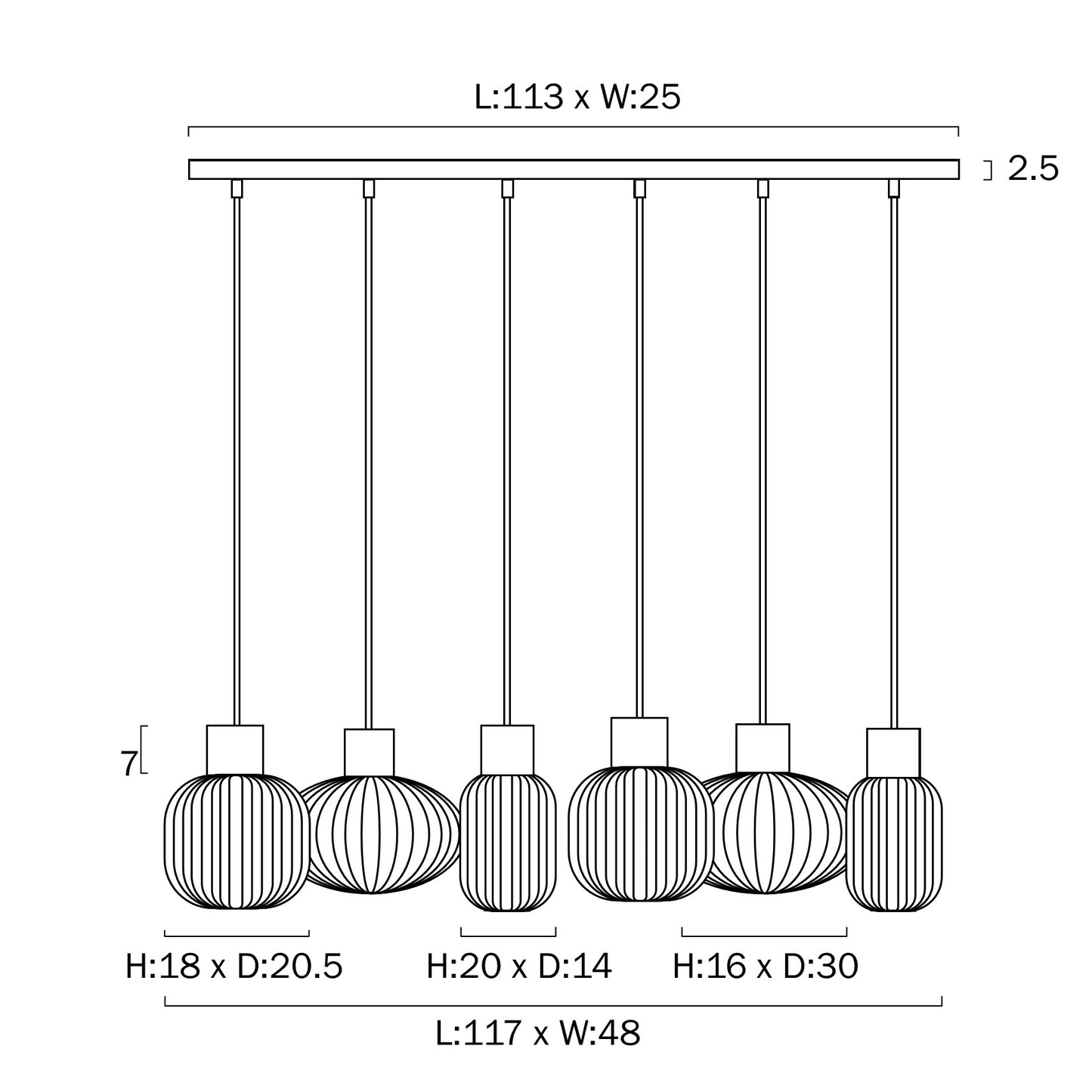 Nori Pendant Black Matt/Opal Matt