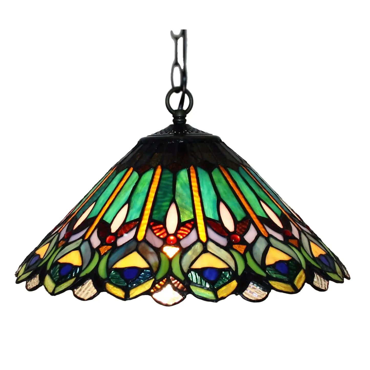 Multicolour Flower 16 Inch Leadlight Pendant