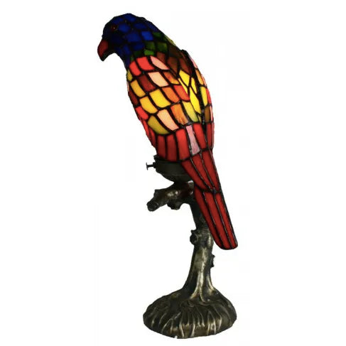 Leadlight Multi-colour Parrot Lamp