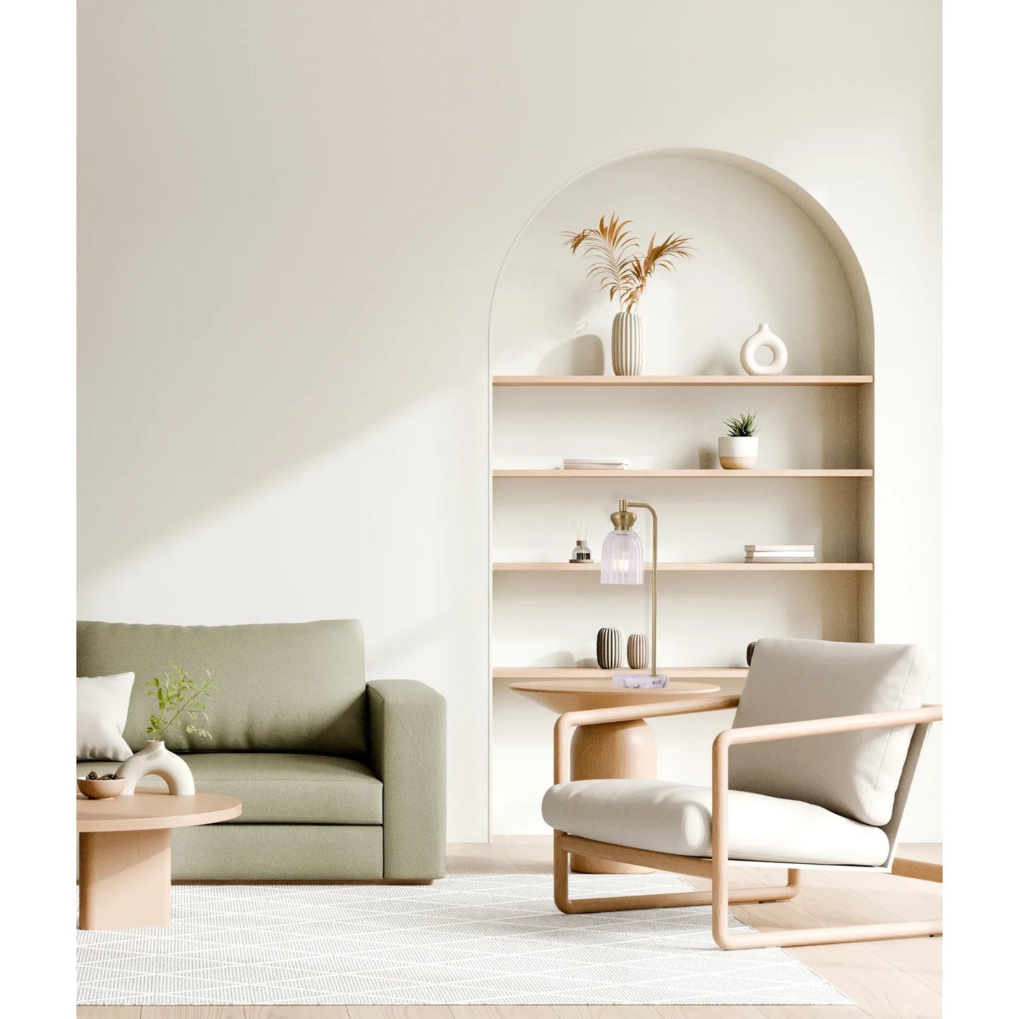 SINO: Interior Ellipse Clear Glass Shade Marble Base Table Lamps