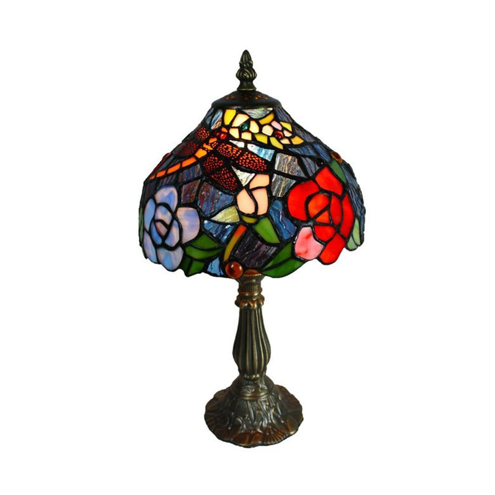 8 Roses With Dragonfly Table Lamp