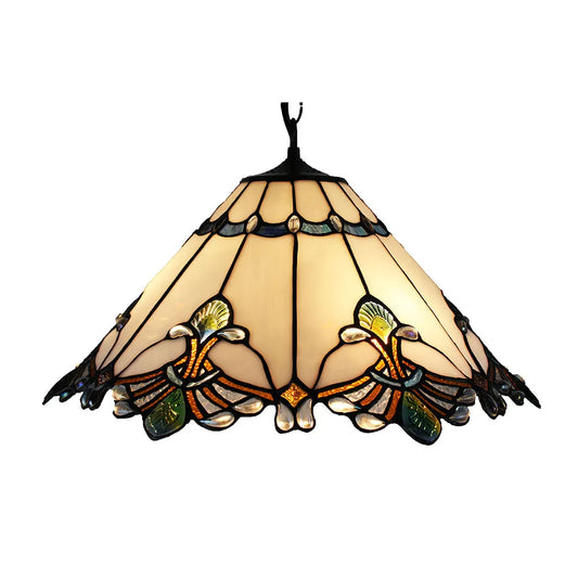 19" White Panel Style Shade With Butterfly Knots Pendant