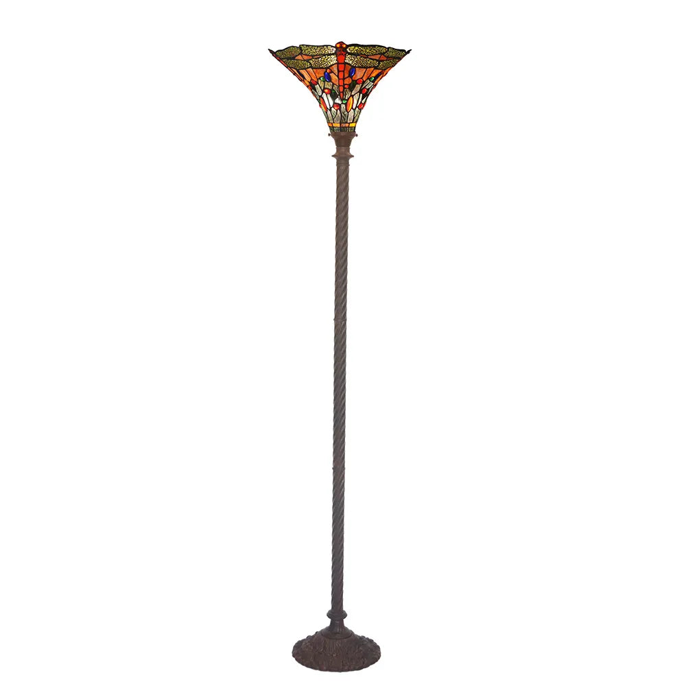 15" Blue & Orange Dragonfly Uplight Floor Lamp