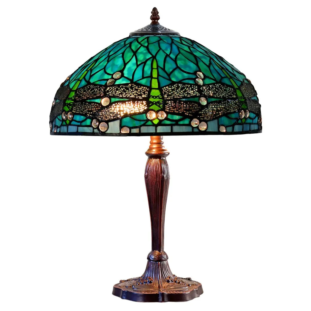 Sylvia Dragonfly Large Tiffany Table Lamp 16 Inch