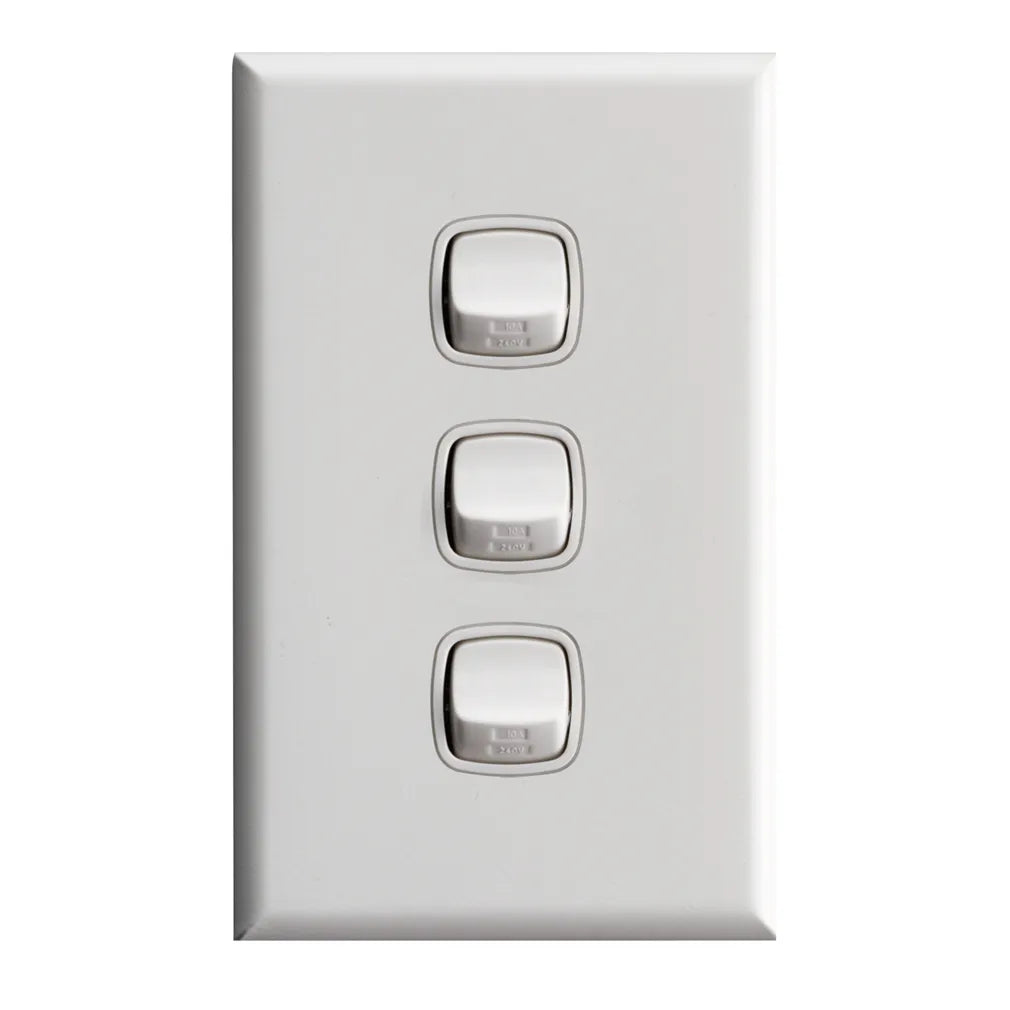 Excel - Vertical Rocker Switch - Single Pole Double Throw - 3 Gang