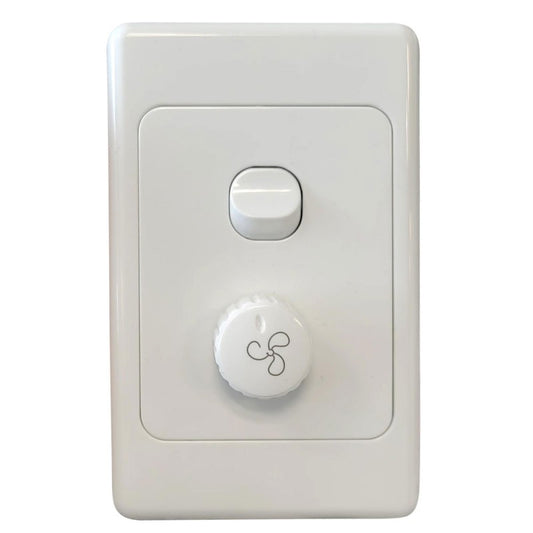 Wall Plate Speed Controller (with on off switch) white