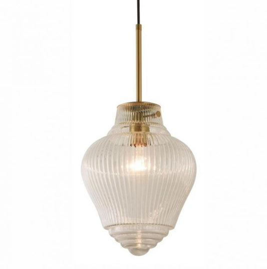 Ridge Satin Brass Clear Pendant