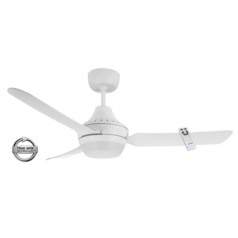 Stanza - 48" Glass Fibre Composite 3 Blade Ceiling Fan With 2x B22 Lamp Holder and Remote - White