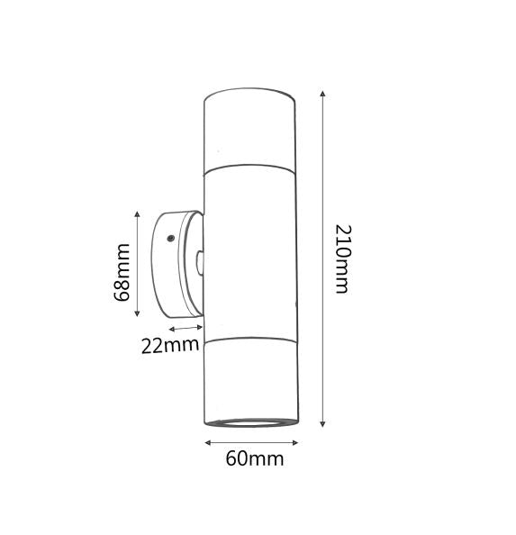 Round Up/Down Wall Pillar Light 316 S/Steel