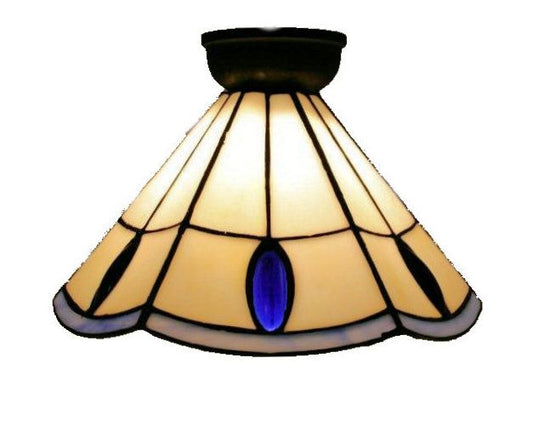 Tiffany White With Blue Edge Leadlight Batten Fix
