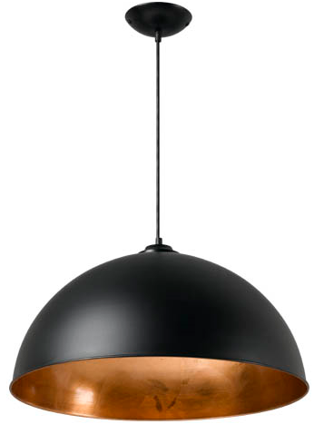 Black Copper Leaf Dome Medium Pendant