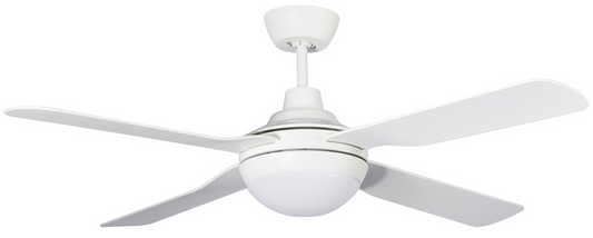Discovery Absplastic Four Blade 130cm Incl 15w LED Cct Step Dim Light White Ceiling Fan