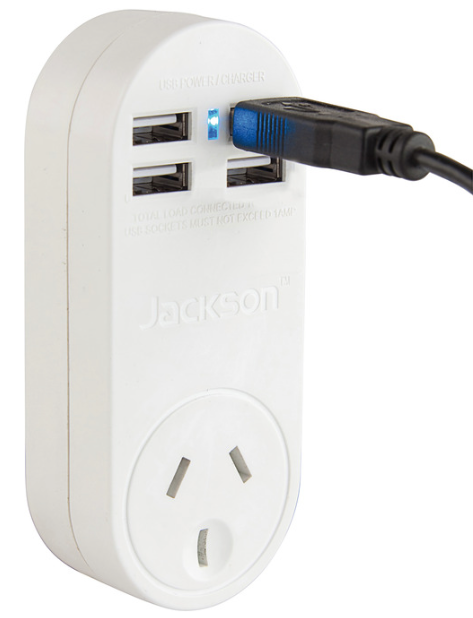 Four Outlet 1 Amp Usb Charger With Surge Protected Mains Outlet
