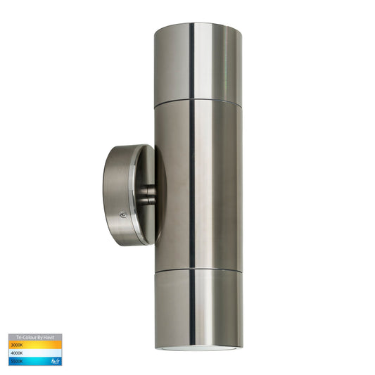 Hv1085t-Hv1087t - Tivah Titanium Aluminium Tri Colour Up & Down Wall Pillar Lights