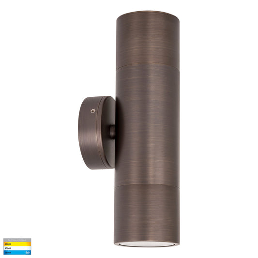 Tivah Antique Brass Tri Colour Up and Down Wall Pillar Lights