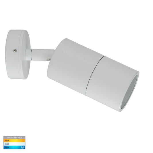 Tivah White LED Tri Colour Single Adjustable Wall Pillar Light