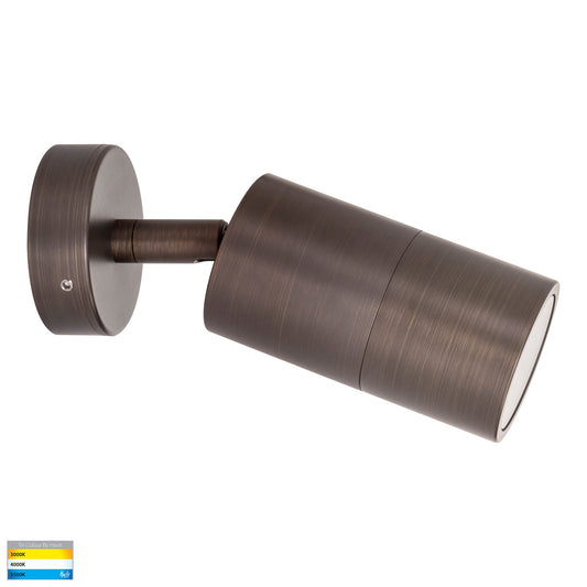 Hv1295t-Hv1297t - Tivah Antique Brass Tri Colour Single Adjustable Wall Pillar Lights