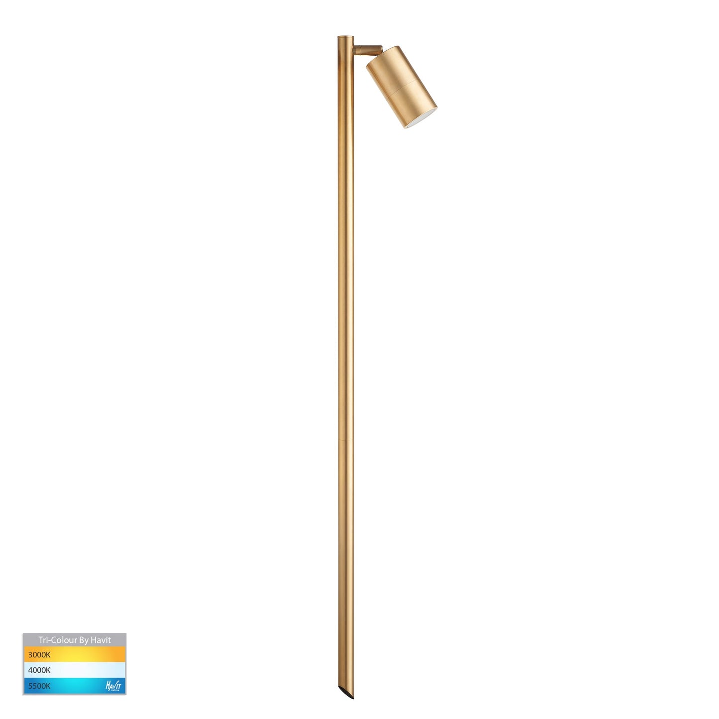 Single Adjustable Spike Spotlight - 1000mm Spike Solid Brass