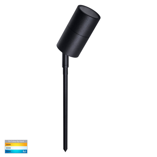 Single Adjustable Spike Spotlight - 285mm Spike 316 Stainless Steel Black
