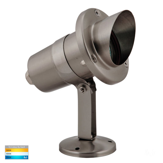 Garden Spike Or Surface Mounted Spotlight With Hood Stainless Steel