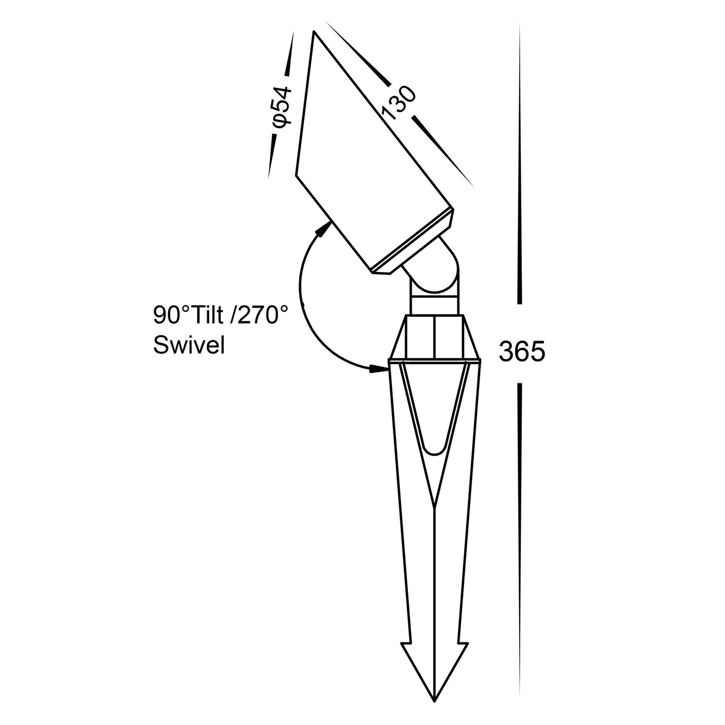 Single Adjustable Spike Spotlight - 225mm Spike Antique Brass HV1458t