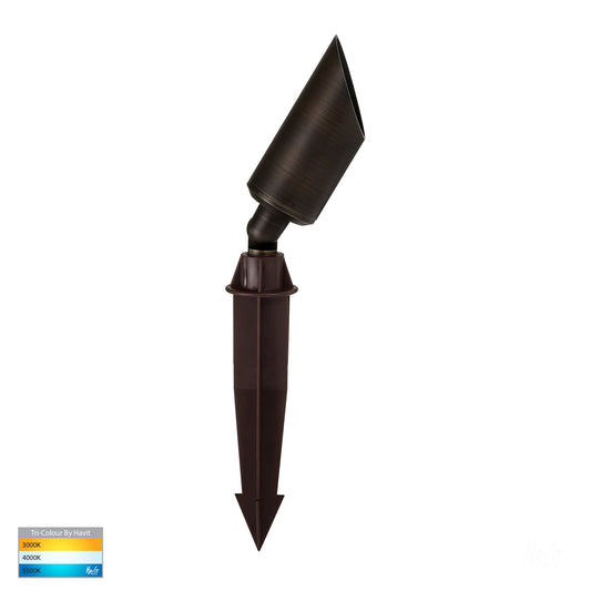 Single Adjustable Spike Spotlight - 225mm Spike Antique Brass HV1458t