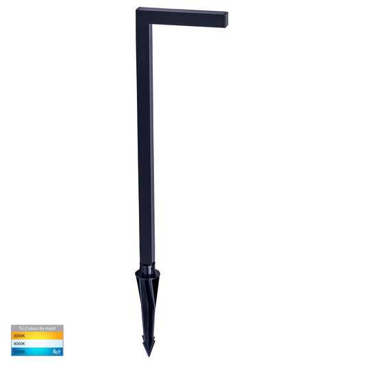 Square Aluminium Black Garden Spike Light