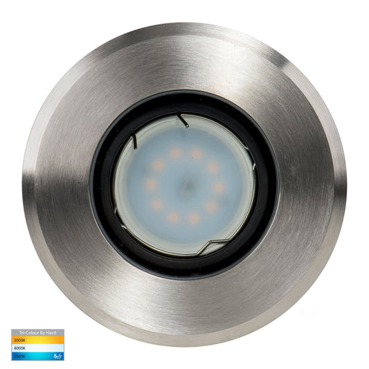 Adjustable In-Ground Uplighter Round 108mm 316 Stainless Steel Face HV1825t
