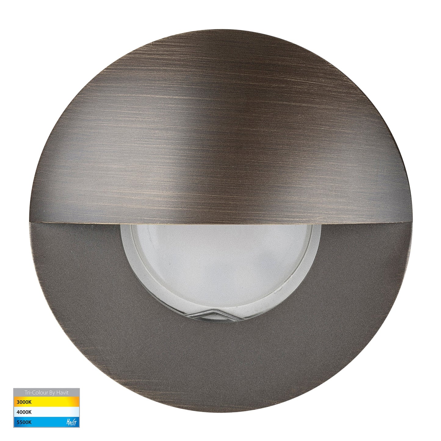 Recessed Round Wall / Step Light with Eyelid Antique Brass Face