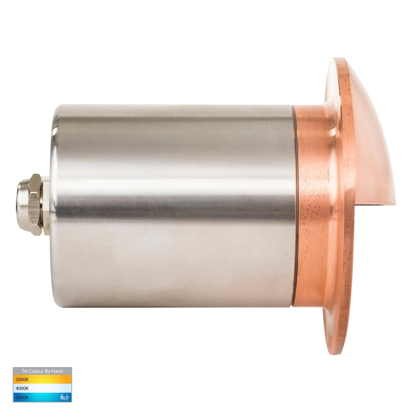 Ollo Copper Tri Colour LED Step Light With Eyelid