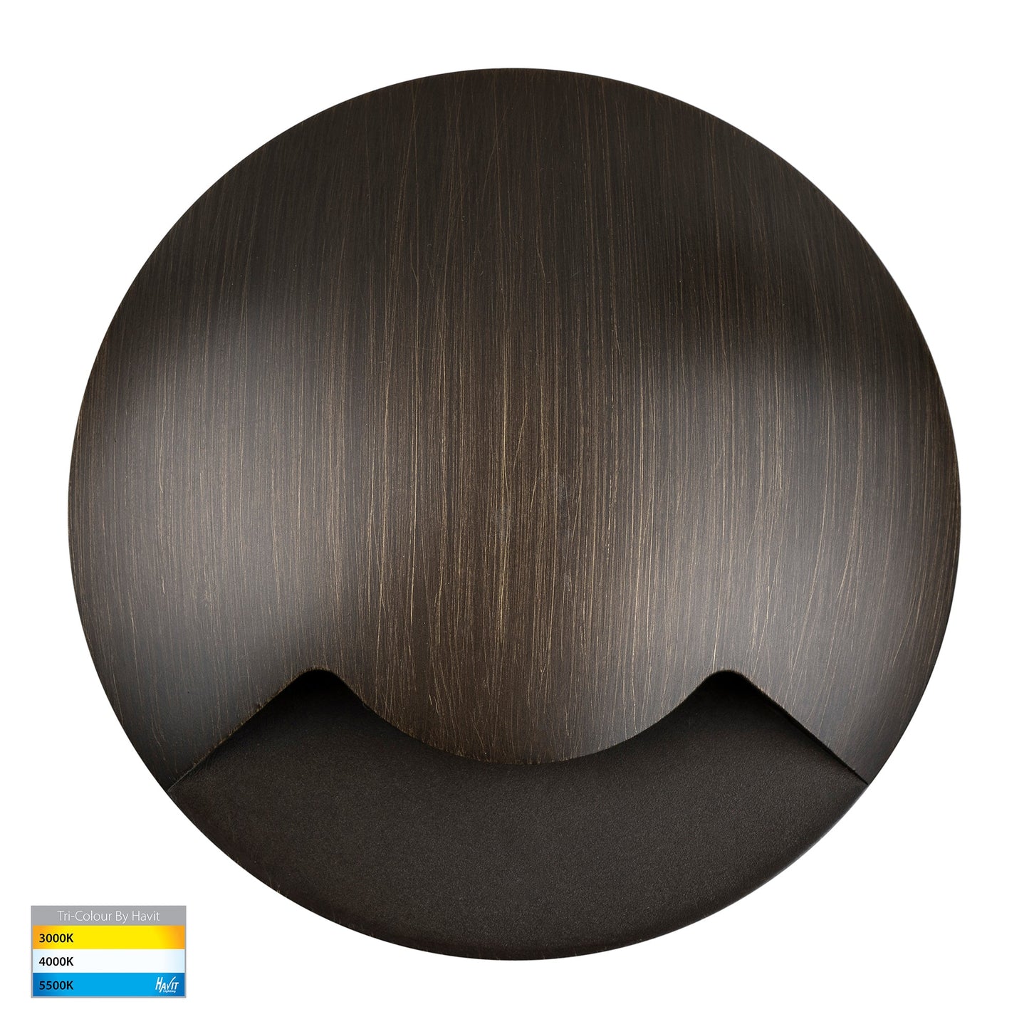 Single In-ground Path / Driveway Light Round 316 Stainless Steel + Antique Brass Face