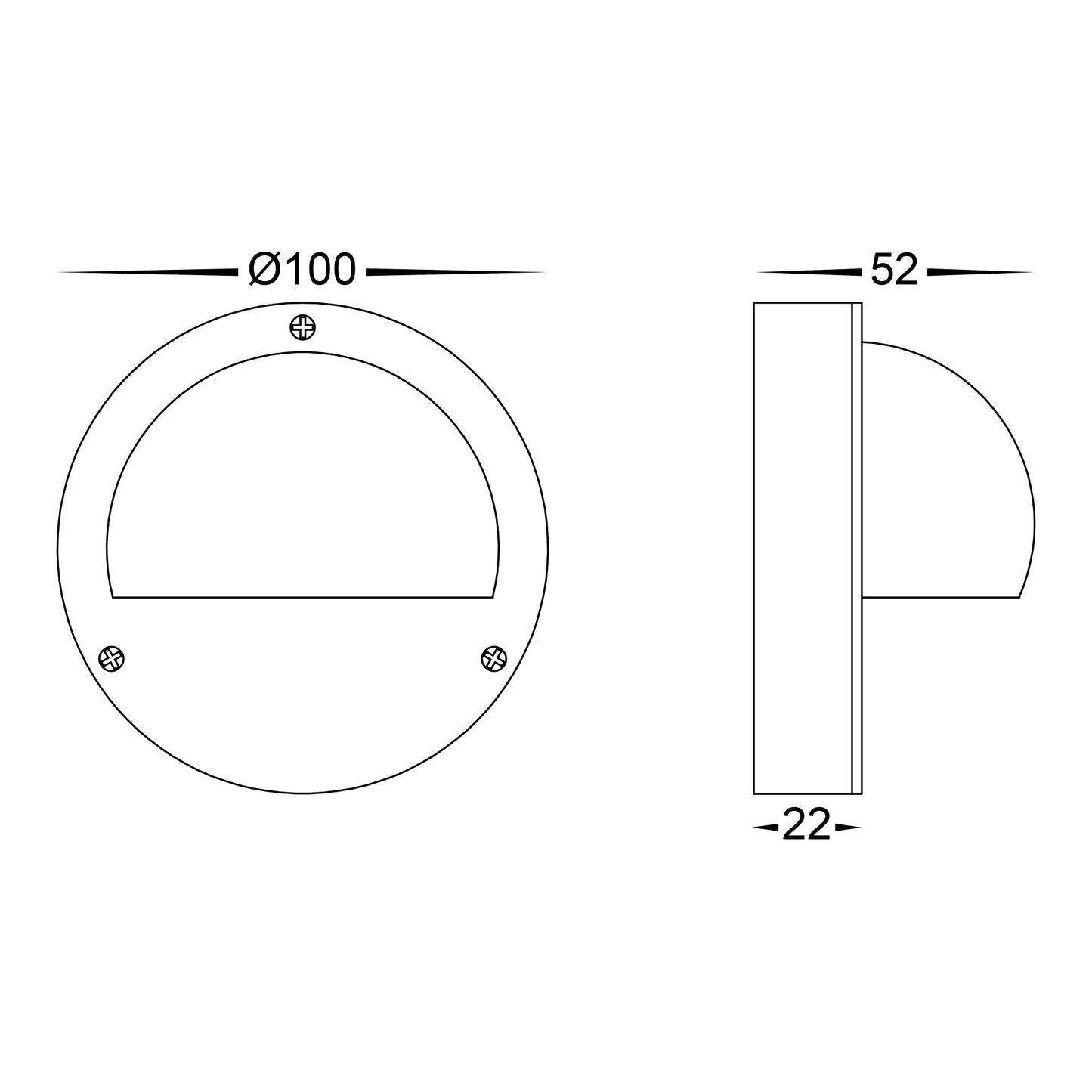 Surface Mounted Step Light with Eyelid Brass