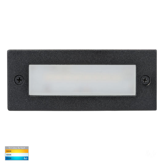 Recessed Brick Light With Plain Black Face  HV3005t-Blk-12v